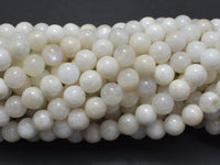 White Moonstone, 6mm (6.5mm) Round-RainbowBeads