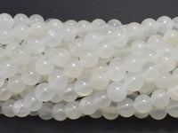 Selenite, Gypsum, 8mm (8.4mm), Round-RainbowBeads