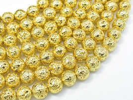 Lava-Gold Plated, 10mm (10.5mm) Round-RainbowBeads