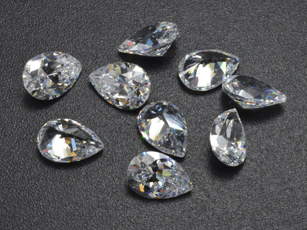 Cubic Zirconia Loose Gems - Faceted Pear, 1piece-RainbowBeads