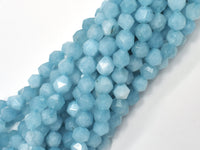 Jade - Aquamarine, 8mm Faceted Star Cut Round-RainbowBeads