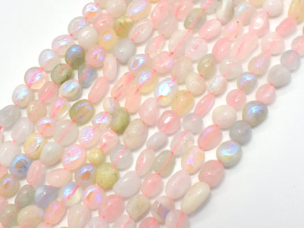 Mystic Coated Beryl, Aquamarine, Morganite, Heliodor, AB Coated, 6x8 Nugget-RainbowBeads