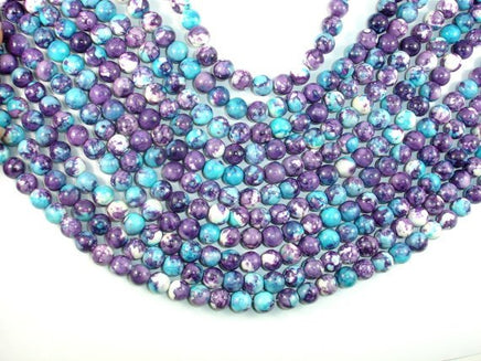Rain Flower Stone Beads, Blue, Purple, 8mm Round Beads-RainbowBeads