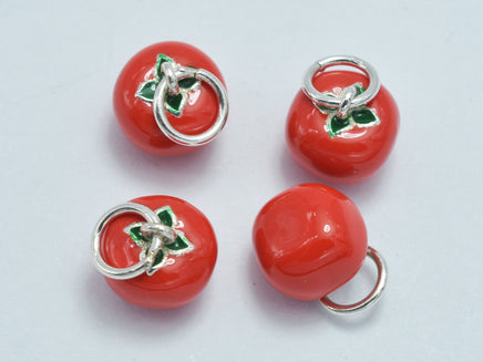 1pc 925 Sterling Silver Charm-Enamel Persimmon Charm 7x7mm-RainbowBeads