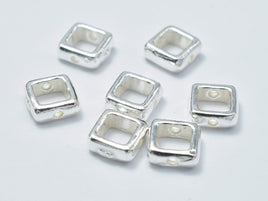 4pcs 925 Sterling Silver Square Bead Frames, 6.3mm-RainbowBeads