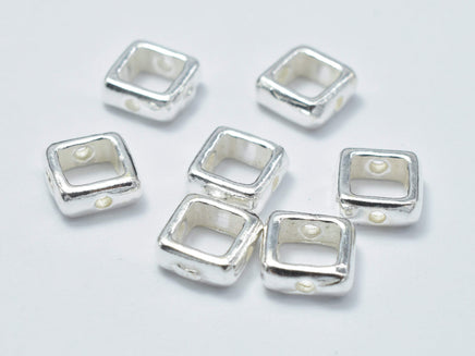 4pcs 925 Sterling Silver Square Bead Frames, 6.3mm-RainbowBeads