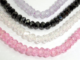 CZ beads, Faceted Rondelle, Approx 3.5 x 4 mm-RainbowBeads