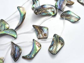 Abalone (18-25)x(28-35)mm Free Form Beads, Side Drilled, 14 Inch-RainbowBeads