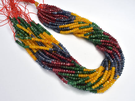 Jade - Multi Color 3x4mm Faceted Rondelle, 14 Inch-RainbowBeads