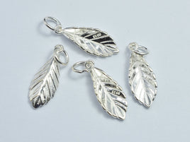2pcs 925 Sterling Silver Leaf Charms, 18x7mm-RainbowBeads