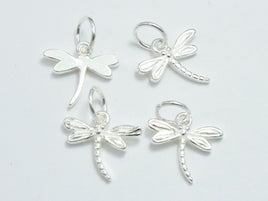 4pcs 925 Sterling Silver Charms, Dragonfly Charms, 12x11mm-RainbowBeads