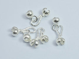 2sets 925 Sterling Silver 5mm Crimp End Caps with 10mm S Hook Clasp-RainbowBeads