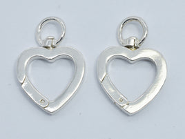 1pc 925 Sterling Silver Swivel Clasp, Spring Gate Heart Clasp 21x14mm-RainbowBeads