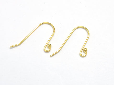 10pcs 24K Gold Vermeil Ear wire, Earring Hook, Fishhook, 925 Sterling Silver Earring Hook, 18x10mm-RainbowBeads