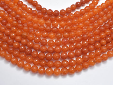 Jade - Orange, 8mm, Round, 15 Inch-RainbowBeads