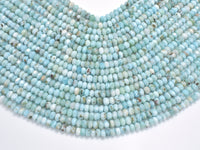 Dominican Larimar, Genuine Larimar, 4x(5-6)mm Faceted Rondelle-RainbowBeads