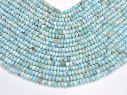 Dominican Larimar, Genuine Larimar, 4x(5-6)mm Faceted Rondelle-RainbowBeads