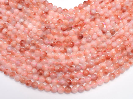 Jade - Peach White 6mm (6.3mm) Round-RainbowBeads