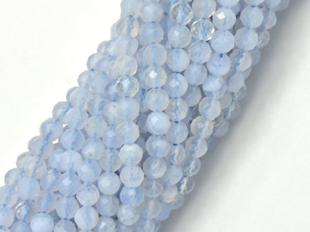 Blue Lace Agate, Blue Chalcedony, 3.5mm Micro Faceted-RainbowBeads
