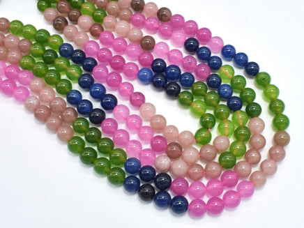 Jade - Multi Color, 8mm, Round, 15 Inch-RainbowBeads