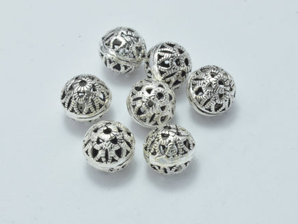 6pcs 925 Sterling Silver Beads-Antique Silver, 6mm Filigree Round Beads-RainbowBeads