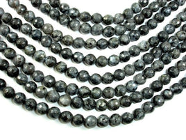 Black Labradorite, Larvikite, 8mm Faceted Round Beads, 14.5 Inch-RainbowBeads