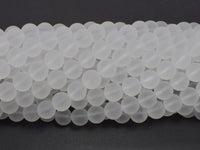 Matte Clear Quartz 8mm Round-RainbowBeads