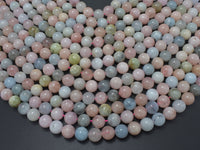 Beryl Beads, Aquamarine, Morganite, Heliodor, 10mm, Round-RainbowBeads