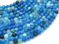 Banded Agate Beads, Striped Agate, Blue, 6mm Faceted Round-RainbowBeads