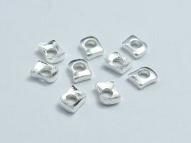 20pcs 925 Sterling Silver 3x3.8mm Curved Rectangle Spacer-RainbowBeads