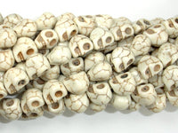 Howlite Beads, 8mm x 10mm Skull Beads-RainbowBeads