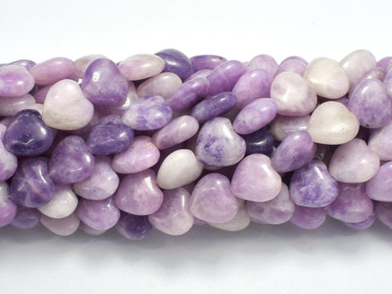 Lepidolite 12mm Heart Beads, 15 Inch-RainbowBeads