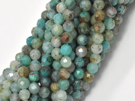 Natural Chrysocolla, 3.3-3.5mm Micro Faceted Round-RainbowBeads