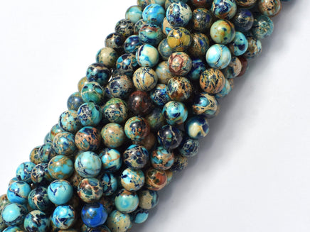 Impression Jasper- Blue 8mm Round-RainbowBeads