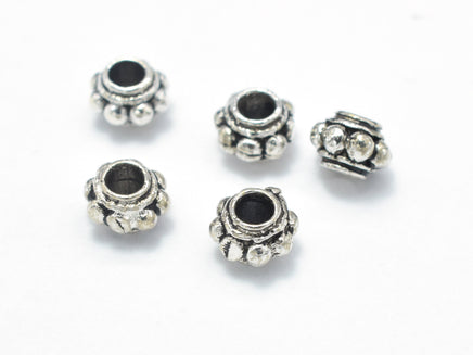 10pcs 925 Sterling Silver Beads-Antique Silver, 4mm Rondelle Beads, Spacer Beads, 4x2.5mm, Hole 1.7mm-RainbowBeads