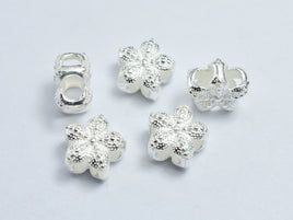 2pcs 925 Sterling Silver Flower Beads, 8x4.7mm-RainbowBeads