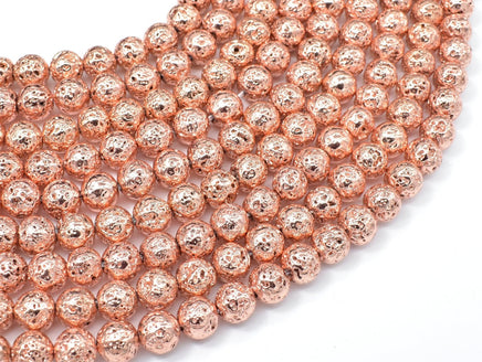 Lava-Copper Plated, 8mm (8.6mm) Round Beads-RainbowBeads