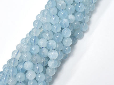 Genuine Aquamarine Beads, 8mm Round-RainbowBeads