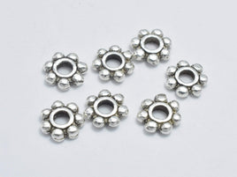 10pcs 5mm 925 Sterling Silver Spacers-Antique Silver, 5mm Daisy Spacer-RainbowBeads