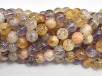 Amethyst, Citrine, 8mm Round Beads, 15 Inch-RainbowBeads