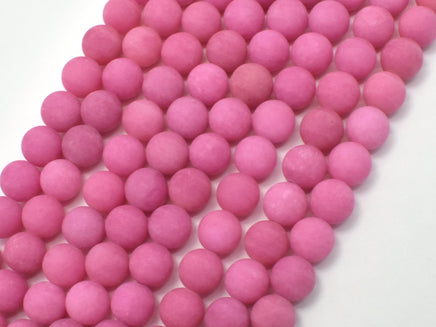 Matte Jade Beads, Hot Pink, 8mm (8.4mm) Round-RainbowBeads