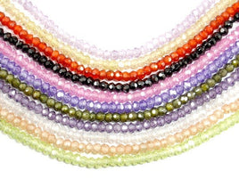 CZ beads, Faceted Rondelle, Approx 2 x 3 mm-RainbowBeads