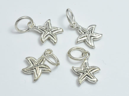 2pcs 925 Sterling Silver Charms - Antique Silver, Starfish Charm, 9x12mm-RainbowBeads