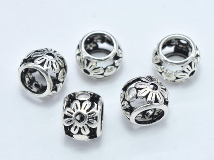 2pcs 925 Sterling Silver Beads, Big Hole Rondelle Spacer-RainbowBeads