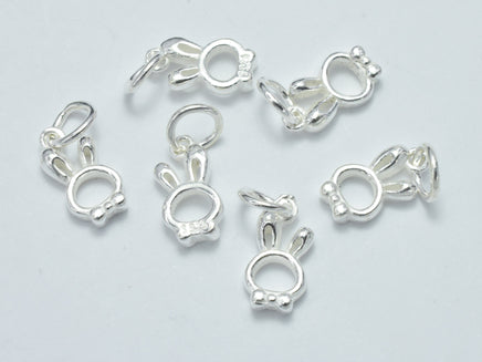 4pcs 925 Sterling Silver Charms, Bunny Charm, Rabbit Charm, 9.6x6mm-RainbowBeads