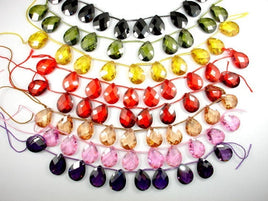 CZ beads, 12mm x 16mm Faceted Pear Briolette-RainbowBeads