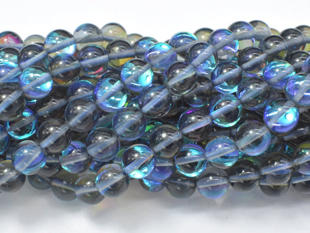 Mystic Aura Quartz-Gray, 6mm (6.5mm) Round Beads-RainbowBeads