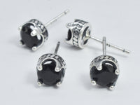 2pcs (1pair) 925 Sterling Silver Cubic Zirconia Stud Post, Earring Stud Post, 6mm, 11mm Long-RainbowBeads