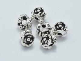 2pcs 925 Sterling Silver Beads-Antique Silver, 7mm Flower Beads-RainbowBeads