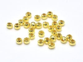 Approx 100pcs 24K Gold Vermeil 2mm Round Beads, 925 Sterling Silver Beads-RainbowBeads